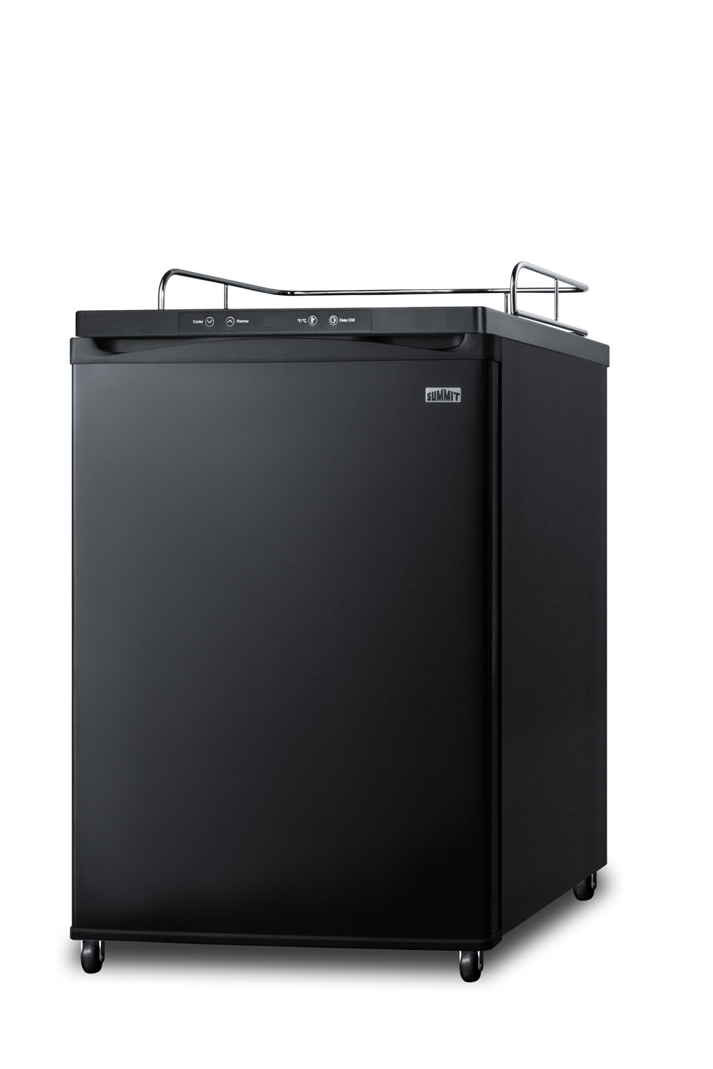 Freestanding residential beer dispenser in black, auto defrost w/digital thermostat; sold without tap kit for do-it-yourselfers who install their own systems